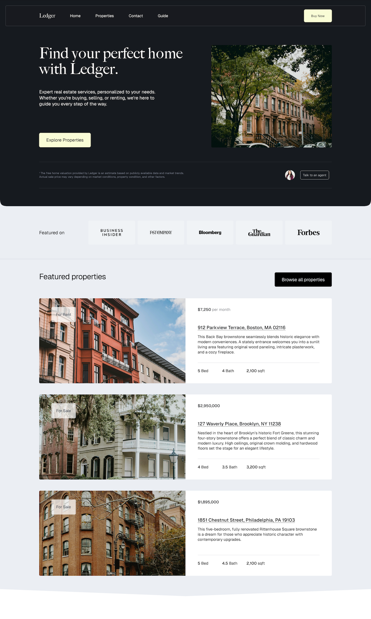 Ledger – Real Estate Website Template