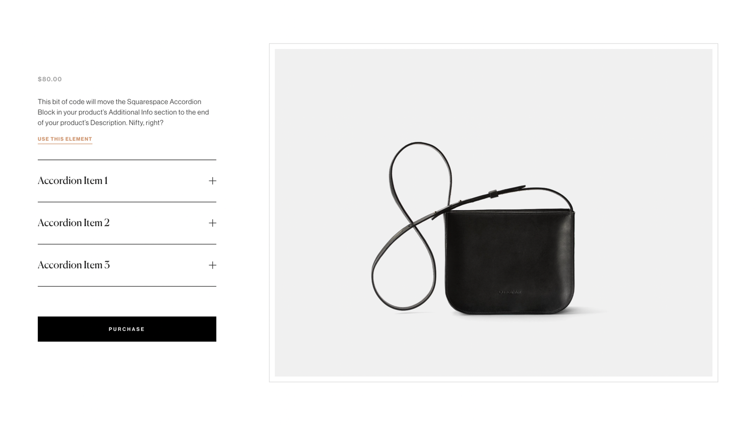 Product Accordion free plugin for Squarespace