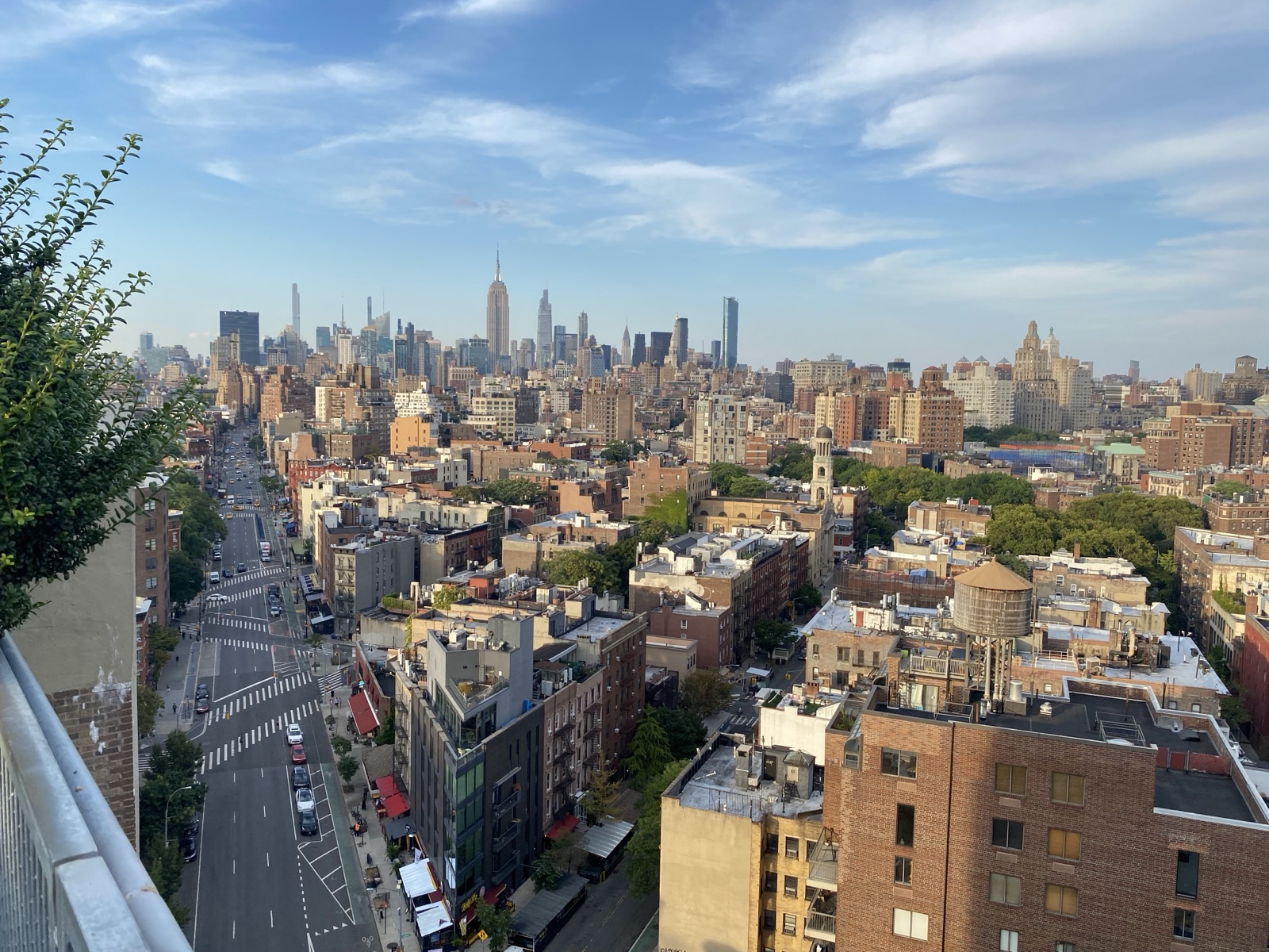 New York City skyline viewed from a Manhattan rooftop