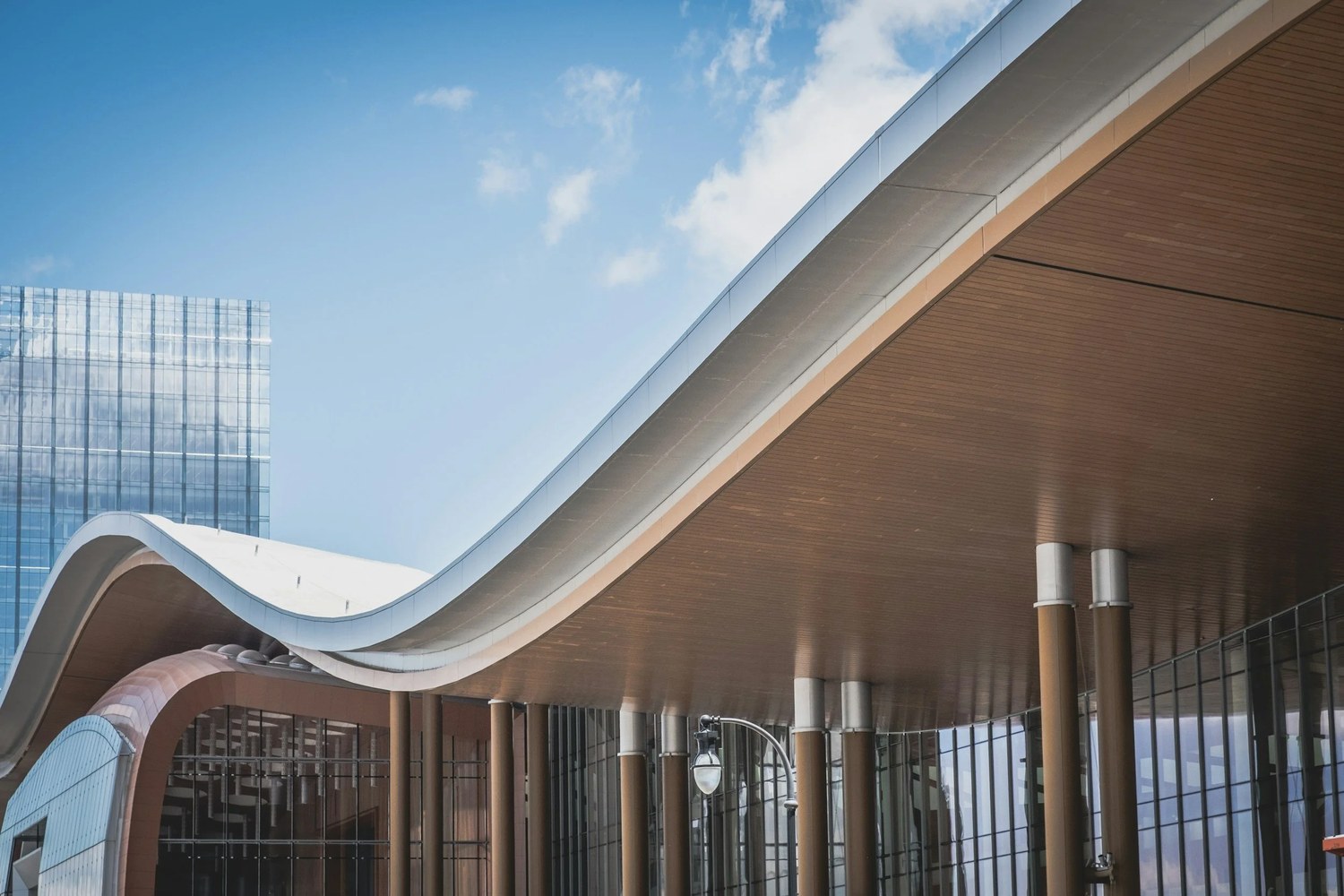 Modern architecture with a wave-shaped roofline